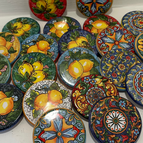 Magneti in Ceramica Dipinta a Mano - Limoni (Ø 6cm)