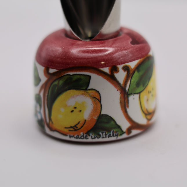 Hand-Painted Ceramic Wine Pourer - Majolica or Lemon Design