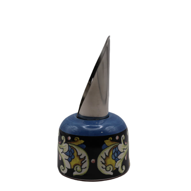 Hand-Painted Ceramic Wine Pourer - Majolica or Lemon Design