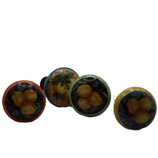 Hand-Decorated Ceramic Bottle Stopper - Majolica or Lemon Design.