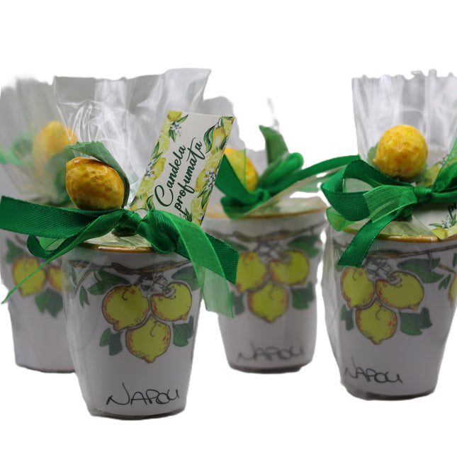 Candela Artigianale in Ceramica Decorata con Limoni - Profumazione Limone di Sorrento-Ideale per un look pulito e professionale.