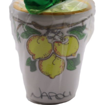 Candela Artigianale in Ceramica Decorata con Limoni - Profumazione Limone di Sorrento-Ideale per un look pulito e professionale.
