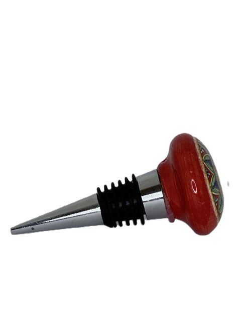 Tappo per Bottiglia in Ceramica Decorata a Mano - Motivo maiolica