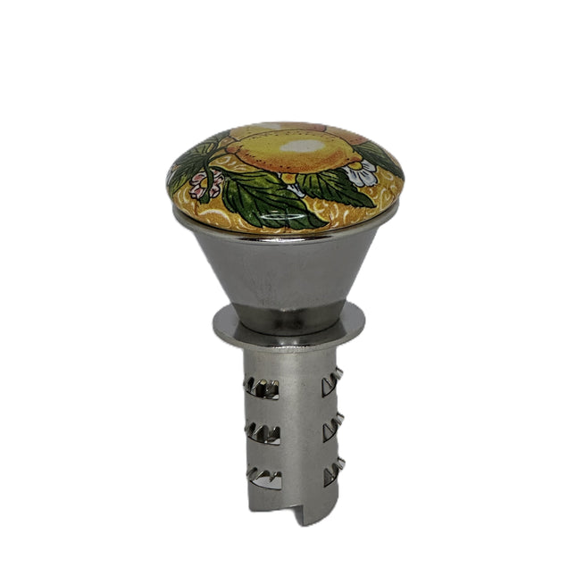 Manual Stainless Steel Citrus Juicer with Decorated Ceramic Knob – Sicilian Lemons Design