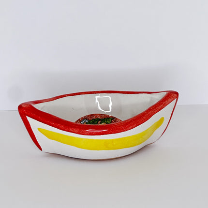 Posacenere Artigianale a Barchetta in Ceramica Dipinta a Mano