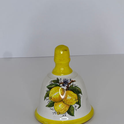 campanella decorativa  in ceramica  dipinta a mano con limoni o maioliche