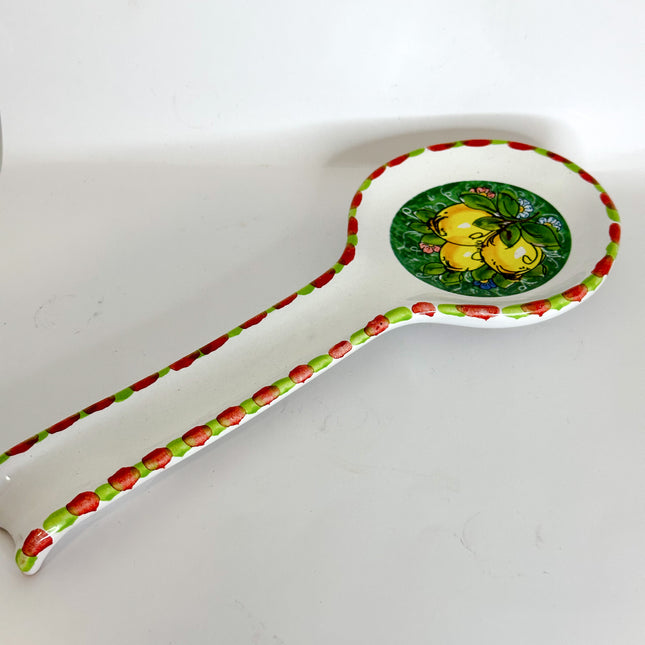 Ladle Rest in Handcrafted Ceramic - Lemons/Majolica Decor