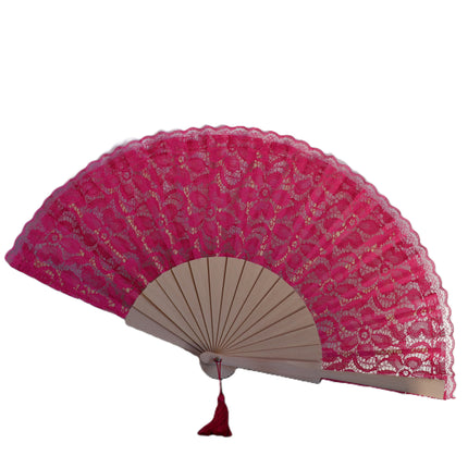 Ventaglio Elegante in Pizzo con Base in Legno e Nappa Pendente, Ventaglio da Cerimonia per Matrimonio Sposa e Invitati, Bomboniera e Idea Regalo Artigianale