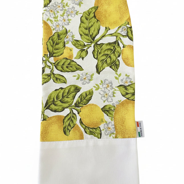 Set Cucina Completo "Limoni di Sicilia" - 6 Pezzi in Puro Cotone Made in Italy - Giallo o Blu - Coordinato Tavola e Cucina Artigianale