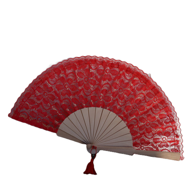 Ventaglio Elegante in Pizzo con Base in Legno e Nappa Pendente, Ventaglio da Cerimonia per Matrimonio Sposa e Invitati, Bomboniera e Idea Regalo Artigianale