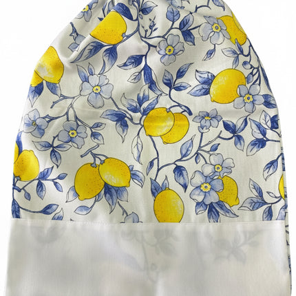 Set Cucina Completo "Limoni di Sicilia" - 6 Pezzi in Puro Cotone Made in Italy - Giallo o Blu - Coordinato Tavola e Cucina Artigianale