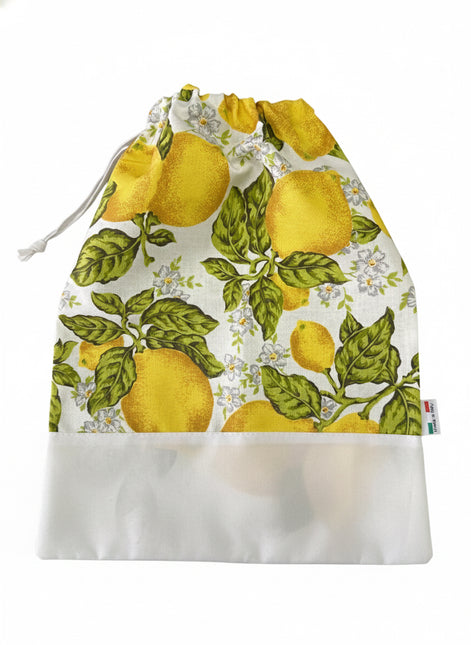 Set Cucina Completo "Limoni di Sicilia" - 6 Pezzi in Puro Cotone Made in Italy - Giallo o Blu - Coordinato Tavola e Cucina Artigianale