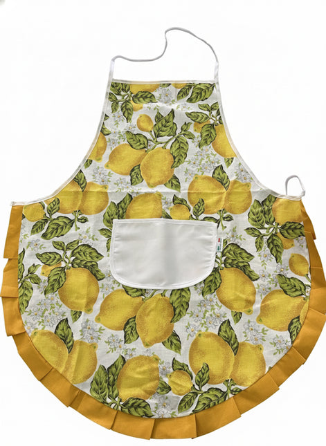 Set Cucina Completo "Limoni di Sicilia" - 6 Pezzi in Puro Cotone Made in Italy - Giallo o Blu - Coordinato Tavola e Cucina Artigianale