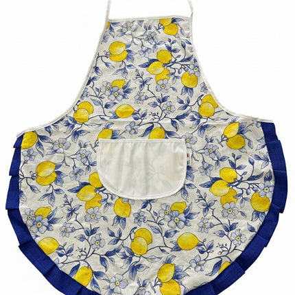 Set Cucina Completo "Limoni di Sicilia" - 6 Pezzi in Puro Cotone Made in Italy - Giallo o Blu - Coordinato Tavola e Cucina Artigianale