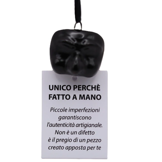 Maschera Pulcinella in Ceramica da Appendere, Mini Amuleto Colorato 3 cm, Artigianato Tipico Napoletano, Souvenir Italia Portafortuna