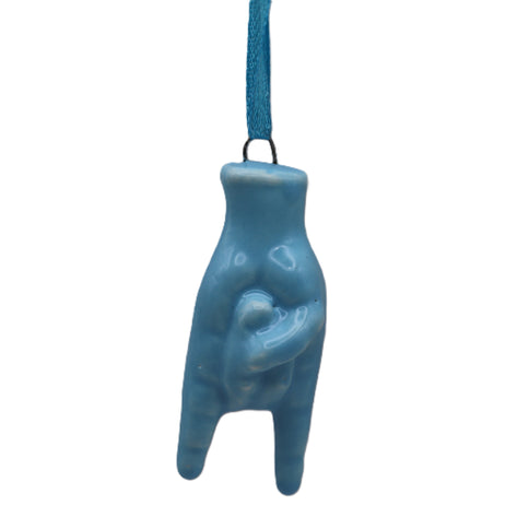 Mano Corna Portafortuna in Ceramica 5 cm con Laccetto, Amuleto Scaramantico Napoletano contro la Jella, Scultura Fatta a Mano Vari Colori