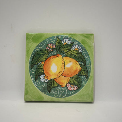 Mattonella Decorativa in Ceramica Fatta a Mano - Tema Limoni