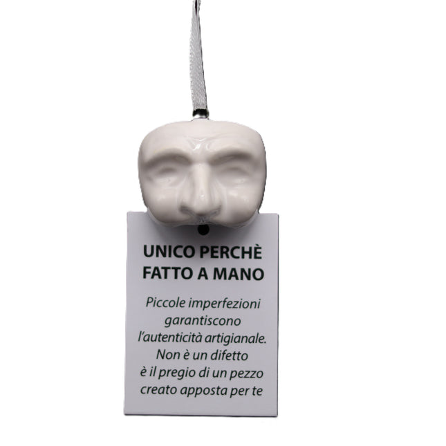 Pulcinella Ceramic Hanging Mask, Colored Mini Amulet 3 cm, Traditional Neapolitan Craft, Lucky Charm Italy Souvenir