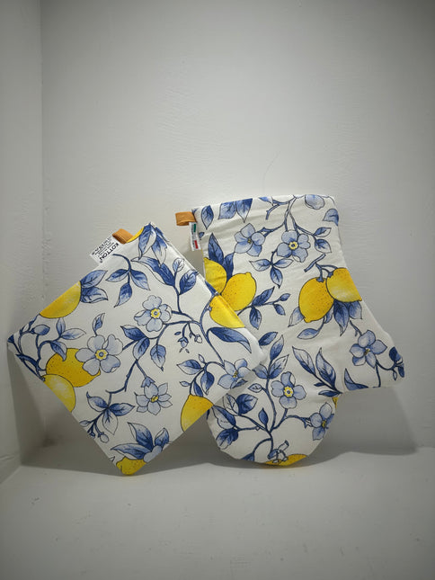 Set Cucina "Limoni di Sicilia" – Guanto Forno e Presina in Puro Cotone
