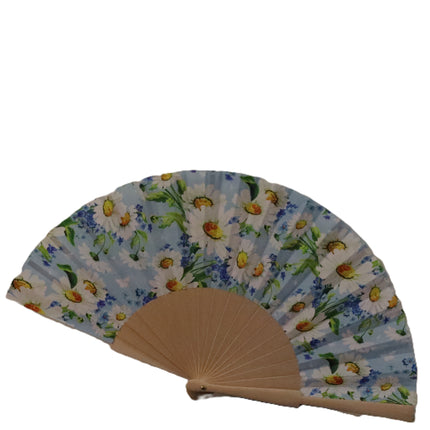 Ventaglio Pieghevole in Legno e Stoffa Floreale,Spagnolo Artigianale da Donna, Idea Regalo Cerimonia Matrimonio Estate, Boho Chic