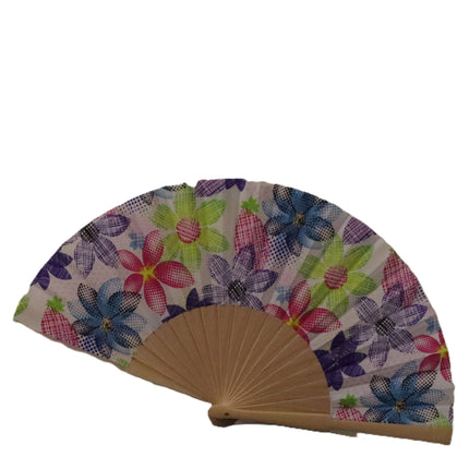 Ventaglio Pieghevole in Legno e Stoffa Floreale,Spagnolo Artigianale da Donna, Idea Regalo Cerimonia Matrimonio Estate, Boho Chic