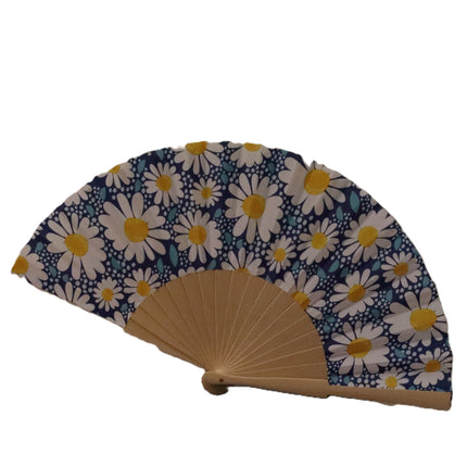 Ventaglio Pieghevole in Legno e Stoffa Floreale,Spagnolo Artigianale da Donna, Idea Regalo Cerimonia Matrimonio Estate, Boho Chic