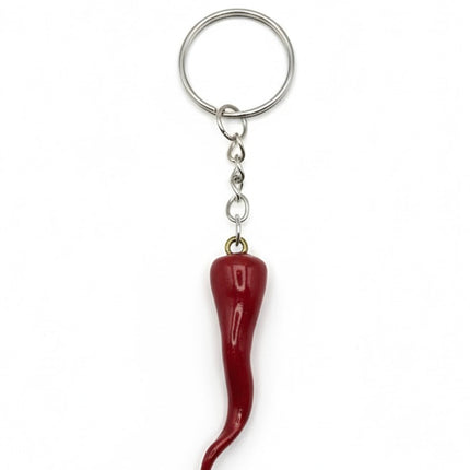 Cornetto Portafortuna Artigianale (Argento) – Portachiavi Amuleto Fatto a Mano