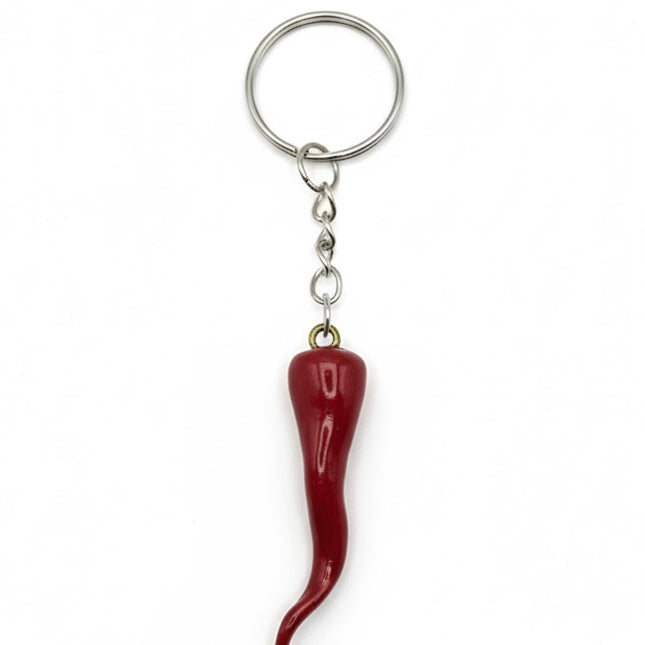 Cornicello Portafortuna Artigianale (Argento) – Portachiavi Amuleto Fatto a Mano