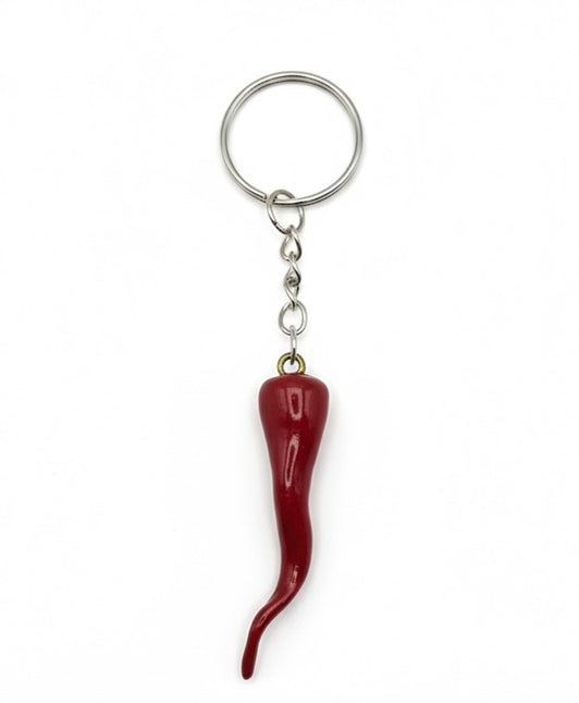 Cornetto Portafortuna Artigianale (Argento) – Portachiavi Amuleto Fatto a Mano