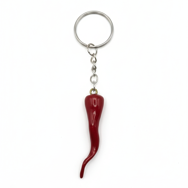 Cornicello Portafortuna Artigianale (Argento) – Portachiavi Amuleto Fatto a Mano