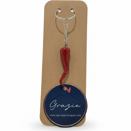 Cornetto Portafortuna Artigianale (Argento) – Portachiavi Amuleto Fatto a Mano