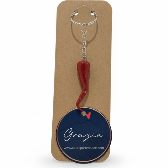 Cornicello Portafortuna Artigianale (Argento) – Portachiavi Amuleto Fatto a Mano