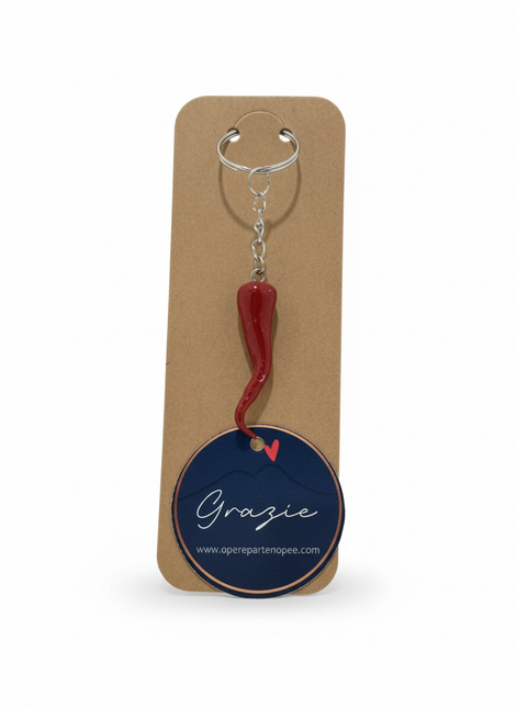 Cornetto Portafortuna Artigianale (Argento) – Portachiavi Amuleto Fatto a Mano