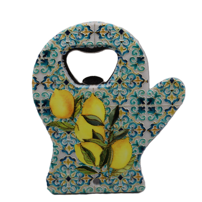 Apribottiglie con Limoni in Resina e Acciaio, Cavatappi Elegante Stile Costiera, Regalo Souvenir Italiano, Apribottiglie Design Bar