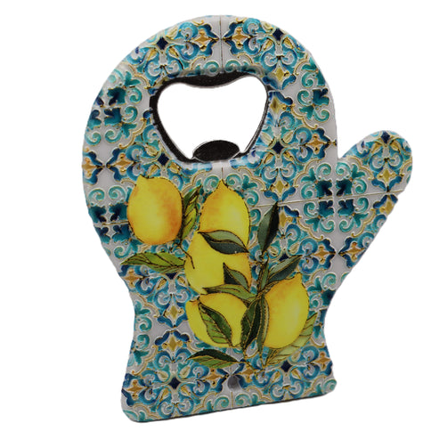 Apribottiglie con Limoni in Resina e Acciaio, Cavatappi Elegante Stile Costiera, Regalo Souvenir Italiano, Apribottiglie Design Bar