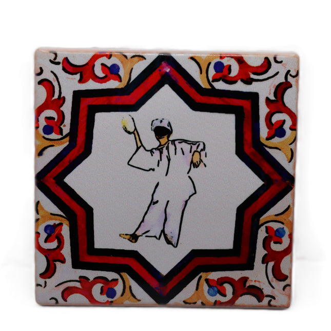 Handmade ceramic coasters and place card holders, 10x10, with cork backing. Featuring Pulcinella in 3 variations. Perfect for your table or as a Neapolitan gift idea.