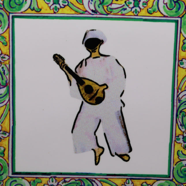 Sottobottiglia e segnaposto artigianali in ceramica 10x10 con retro in sughero. Raffiguranti Pulcinella in 3 varianti. Perfetti per la tua tavola o come idea regalo napoletana.