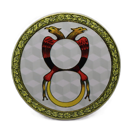 Sottobicchiere ceramica Asso carte napoletane, Sottopentola 10 cm bordino oro, Segnaposto matrimonio scaramantico, Piastrella decorativa Napoli