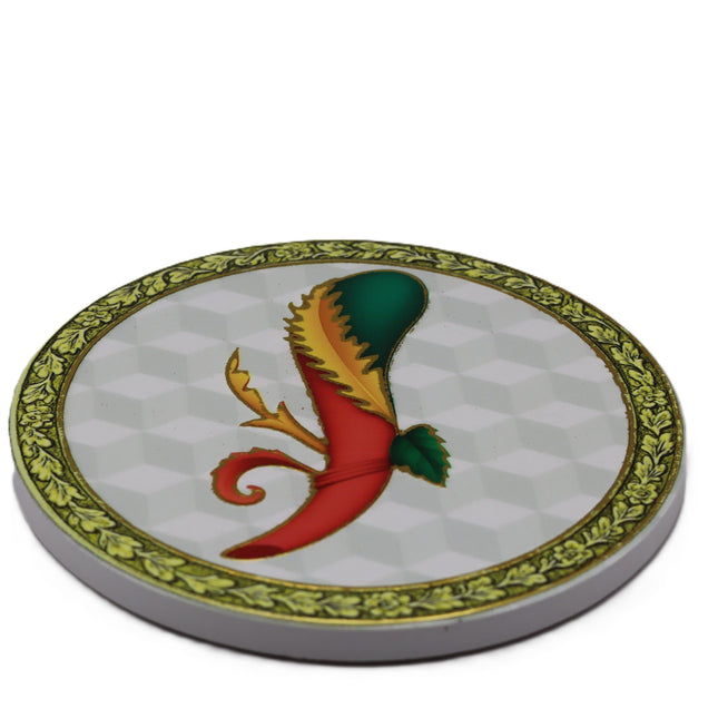 Neapolitan Playing Card Ace Ceramic Coaster, Pot Holder 10 cm Gold Rim, Lucky Charm Wedding Place Card, Naples Decorative Tile