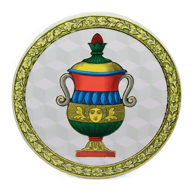 Neapolitan Playing Card Ace Ceramic Coaster, Pot Holder 10 cm Gold Rim, Lucky Charm Wedding Place Card, Naples Decorative Tile