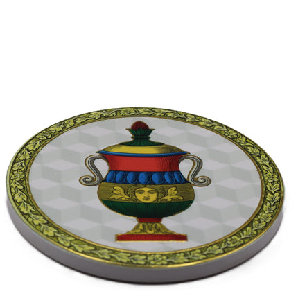 Sottobicchiere ceramica Asso carte napoletane, Sottopentola 10 cm bordino oro, Segnaposto matrimonio scaramantico, Piastrella decorativa Napoli