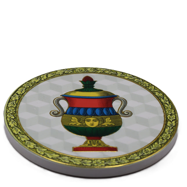 Neapolitan Playing Card Ace Ceramic Coaster, Pot Holder 10 cm Gold Rim, Lucky Charm Wedding Place Card, Naples Decorative Tile