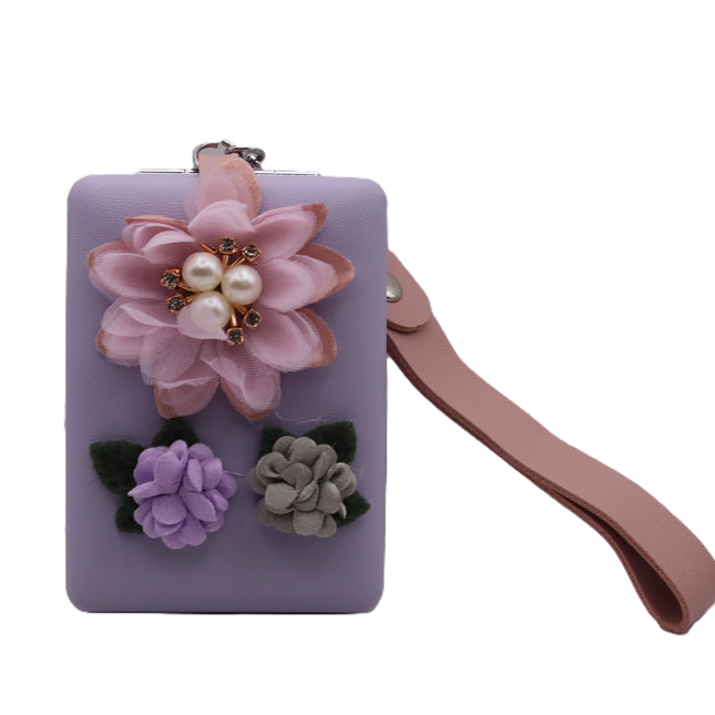 Foldable Handbag Mirror with 3D Flowers and Pearls 4 Colors - Elegant and Romantic