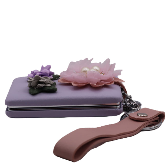 Specchietto da Borsetta Pieghevole con Fiori 3D e Perle  4 Colori-Elegante e Romantico (Italiano)
