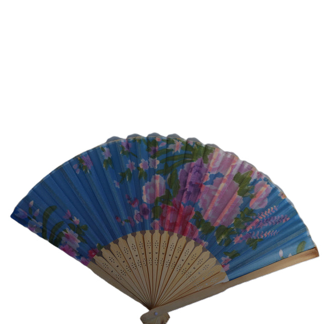 Mini Folding Wooden and Floral Fabric Fan Pocket Handbag Fan