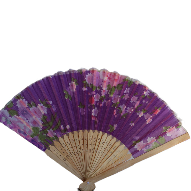 Mini Folding Wooden and Floral Fabric Fan Pocket Handbag Fan