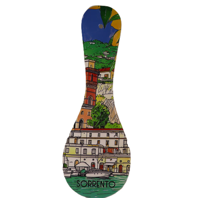 Sorrento ceramic spoon rest Hand-painted Amalfi Coast kitchen accessory Handcrafted Italian spoon rest