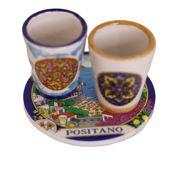 Handmade Coastal Ceramic Coaster – Positano or Sorrento Variant Italian Souvenir and Home Gift
