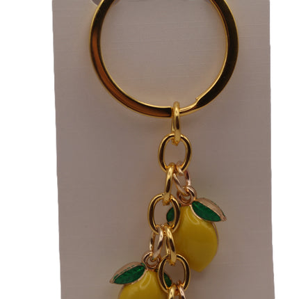 Portachiavi Limoni di Napoli in Metallo Dorato | Souvenir Costiera Amalfitana, Ciondolo Frutta Gioiello, Idea Regalo Italiana