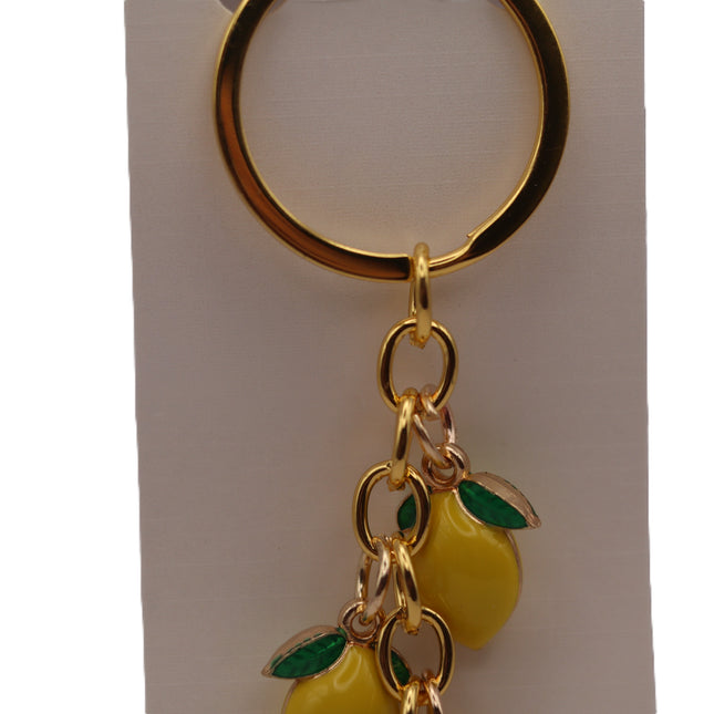Naples Lemons Golden Metal Keychain | Amalfi Coast Souvenir, Fruit Charm Jewelry, Italian Gift Idea
